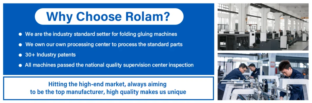 Rolam New Luolan Machinery Automatic 4 6 Corners Paper Box Folder Gluer Food Cake Pizza Plate Lid Straw Cup/ Folding Gluing Pasting Forming Making Machine